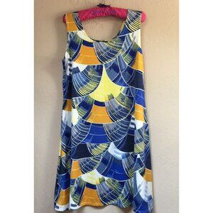 Sophie A Womens XL Scoop Neck Multicolor Printed Tank Tunic Top/Dress Casual